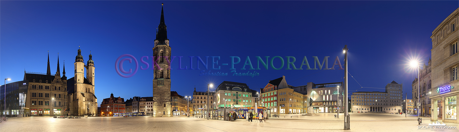 Marktplatz von Halle am Abend (p_00755)