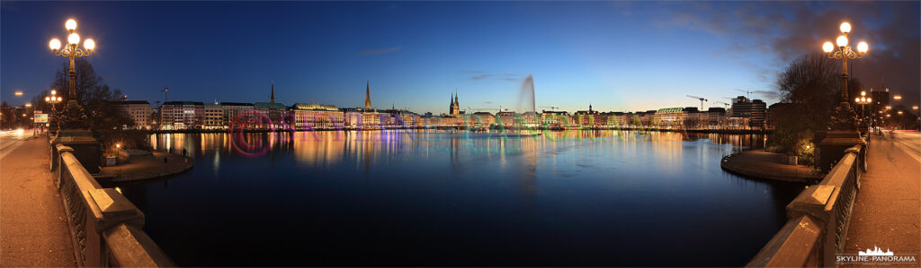 Skyline Hamburg Alster Panorama am Abend (p_00422)